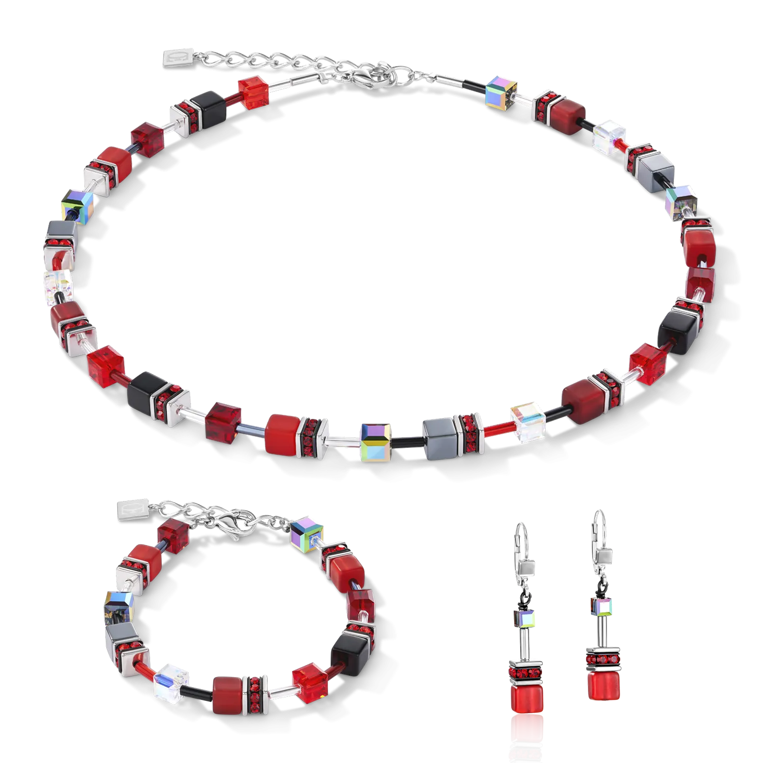 GeoCUBE® Necklace red-haematite