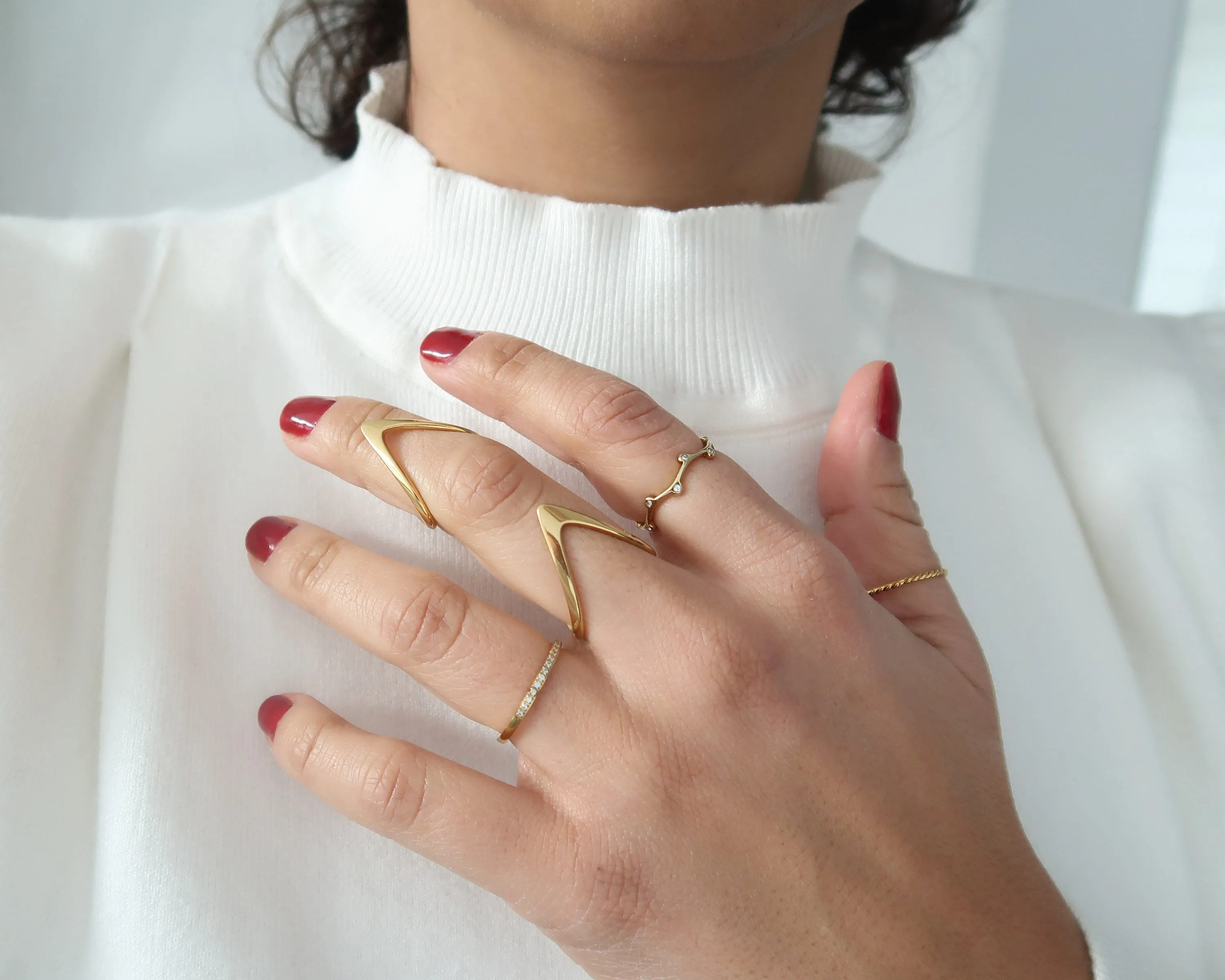 Geometric V Stainless Steel Gold Ring