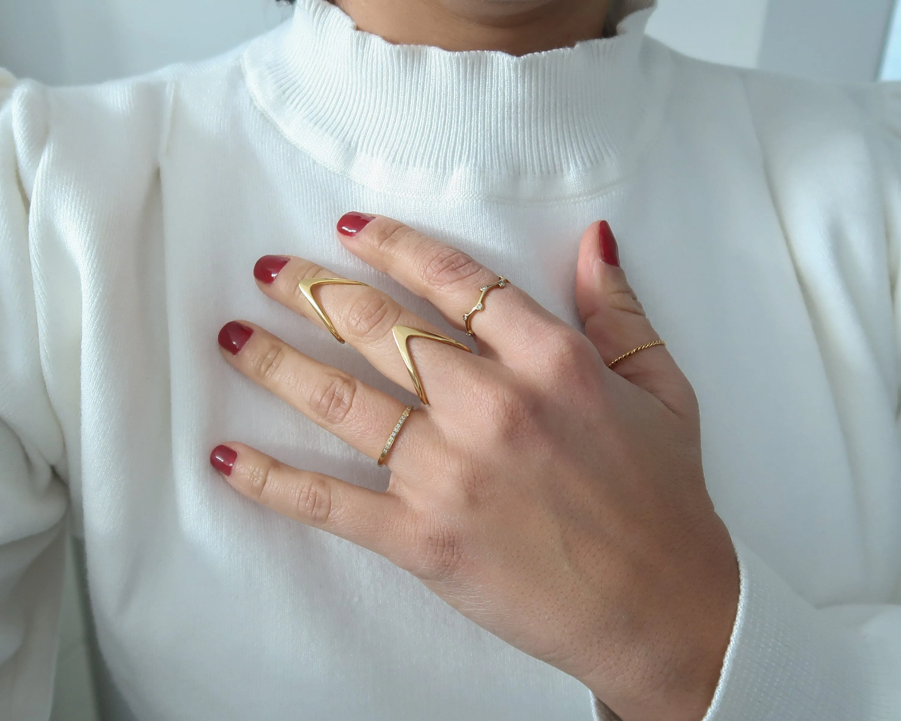 Geometric V Stainless Steel Gold Ring