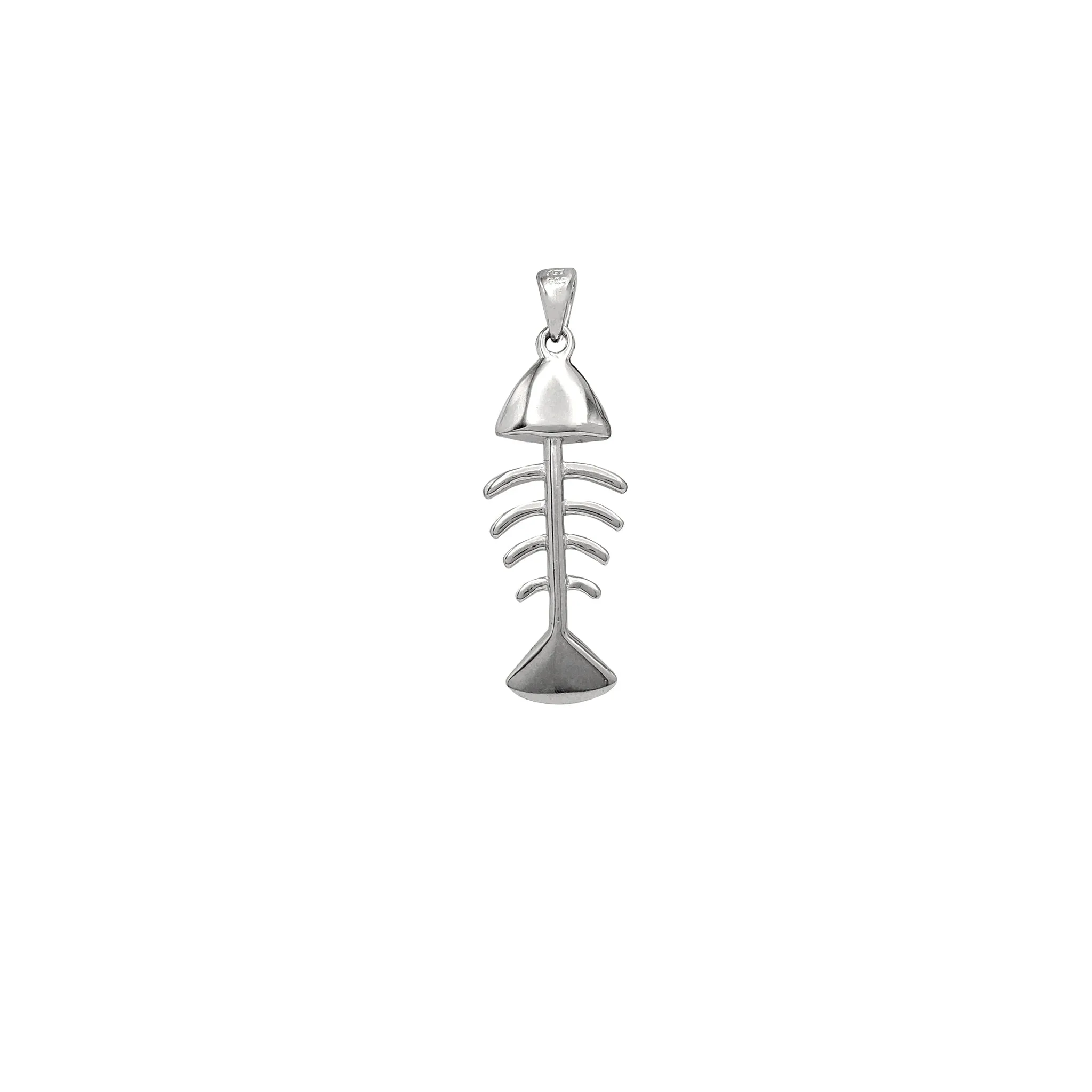 Glossy Fish Bone Pendant (Silver)