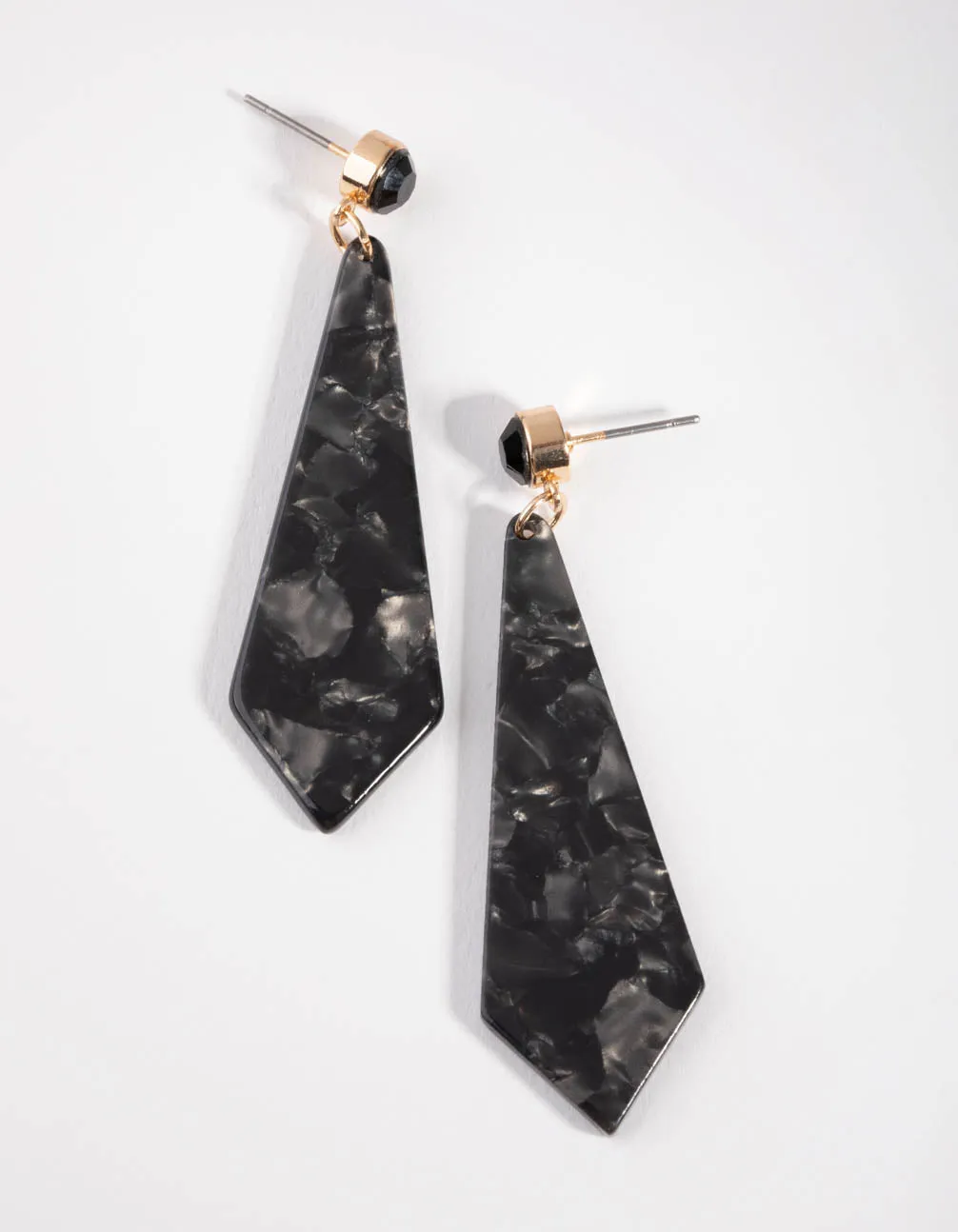 Gold Acrylic Tie Drop Earrings