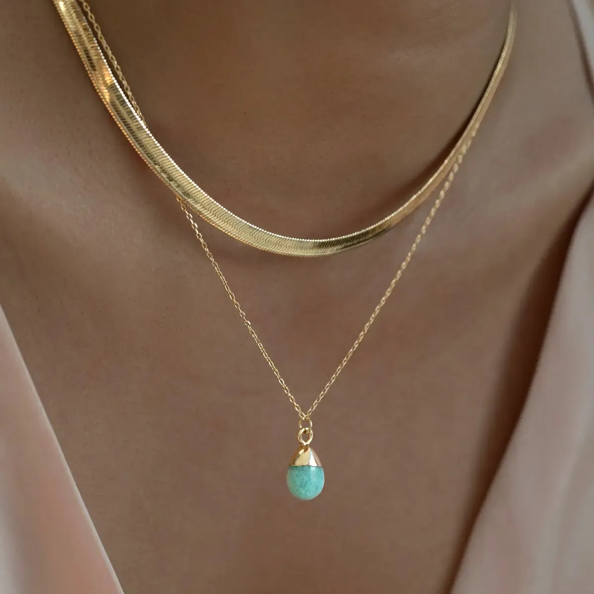 Gold Dipped Semi Precious Stone Necklace