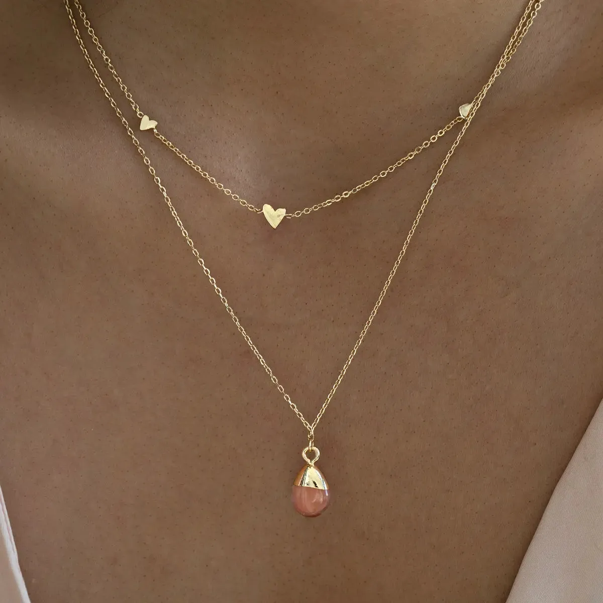 Gold Dipped Semi Precious Stone Necklace