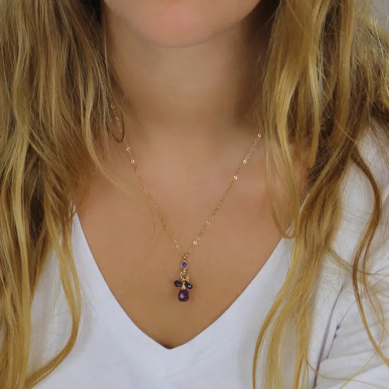 Gold Filled Amethyst Drop Necklace