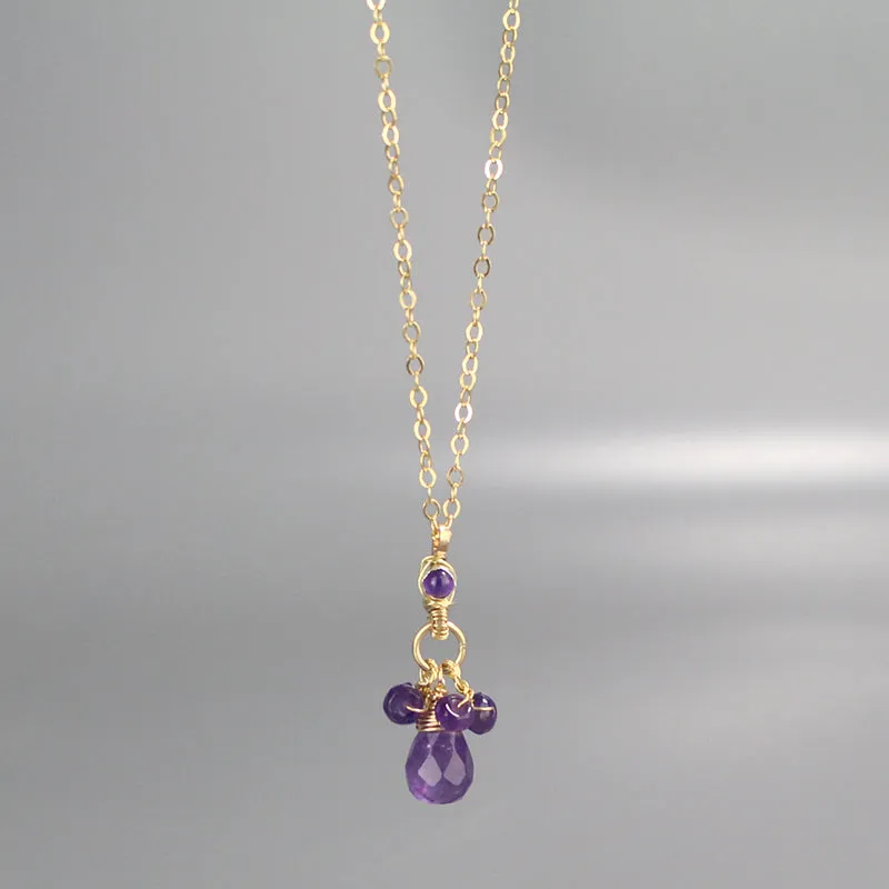 Gold Filled Amethyst Drop Necklace