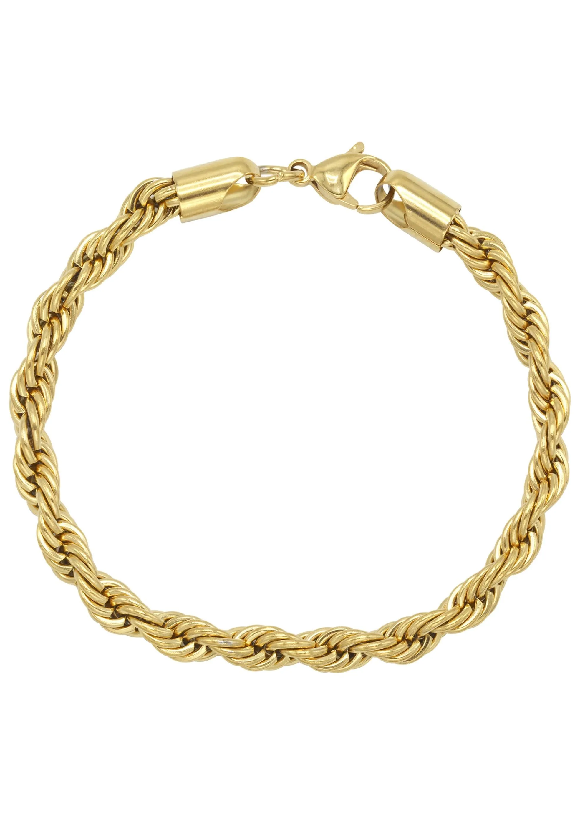 Gold Plated Mens Solid Rope Bracelet