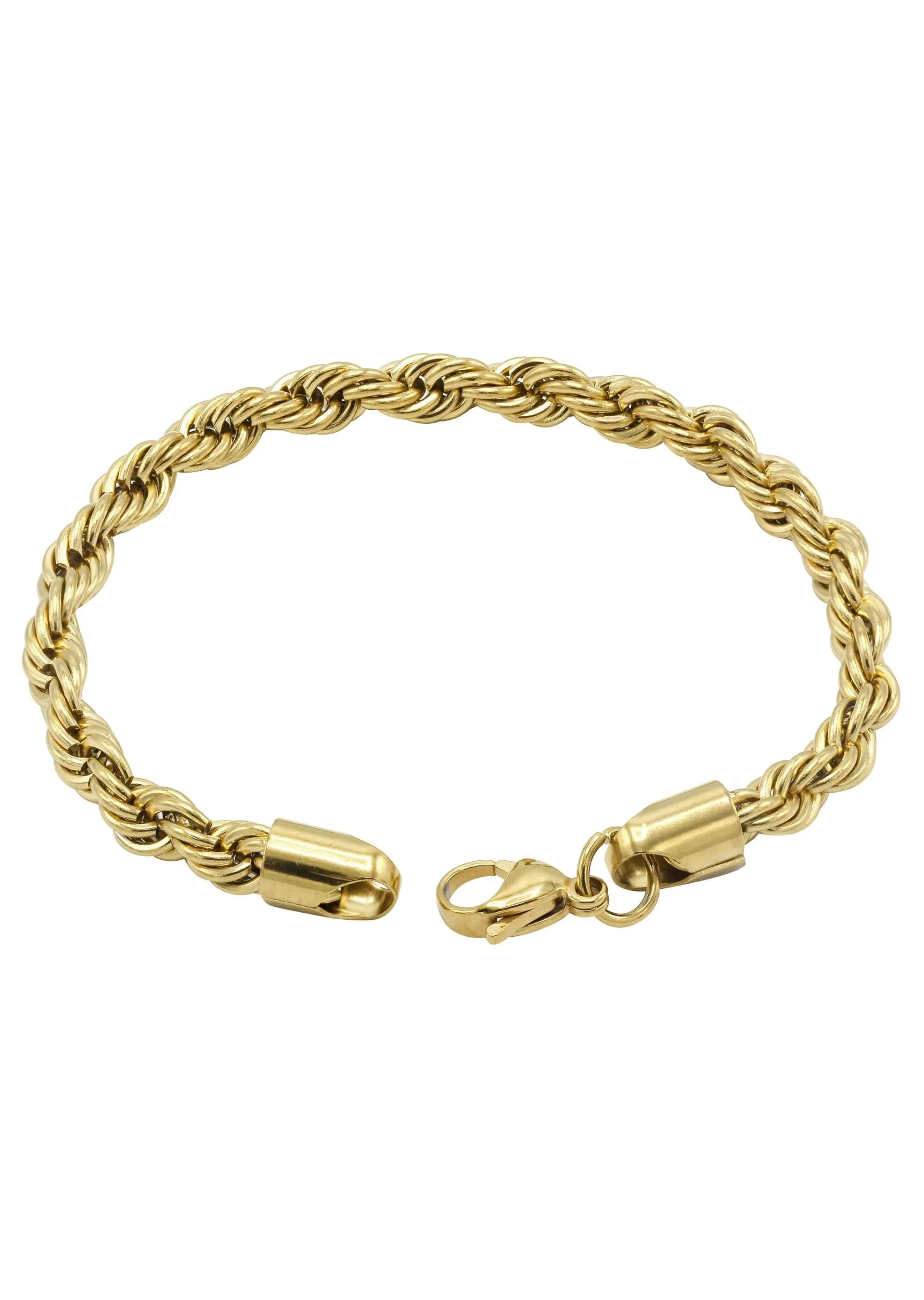 Gold Plated Mens Solid Rope Bracelet