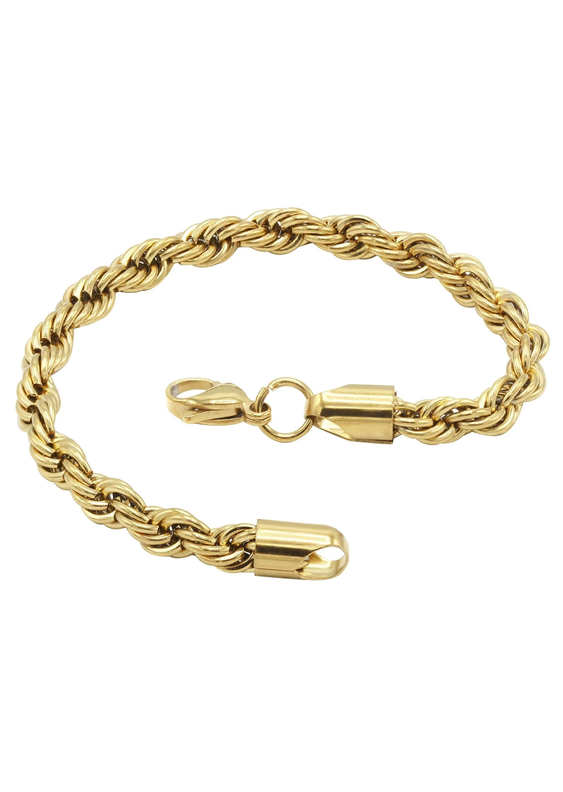 Gold Plated Mens Solid Rope Bracelet