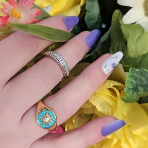 Gold Plated Turquoise Sunburst Ring