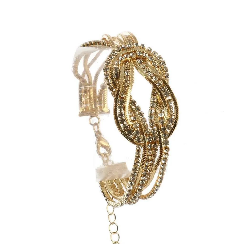 Gold Rhinestone Knot Bracelet