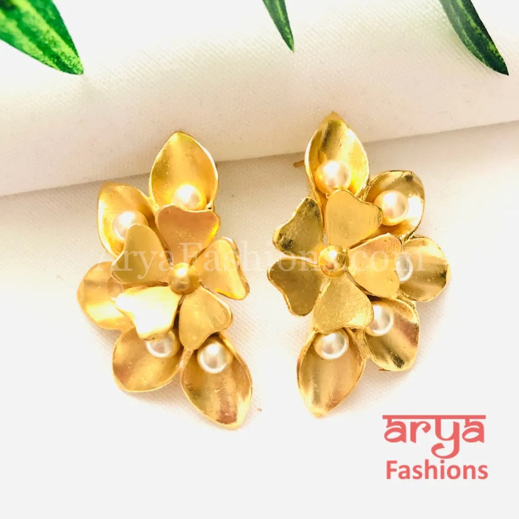 Golden Fusion Kundan Ethnic Earrings