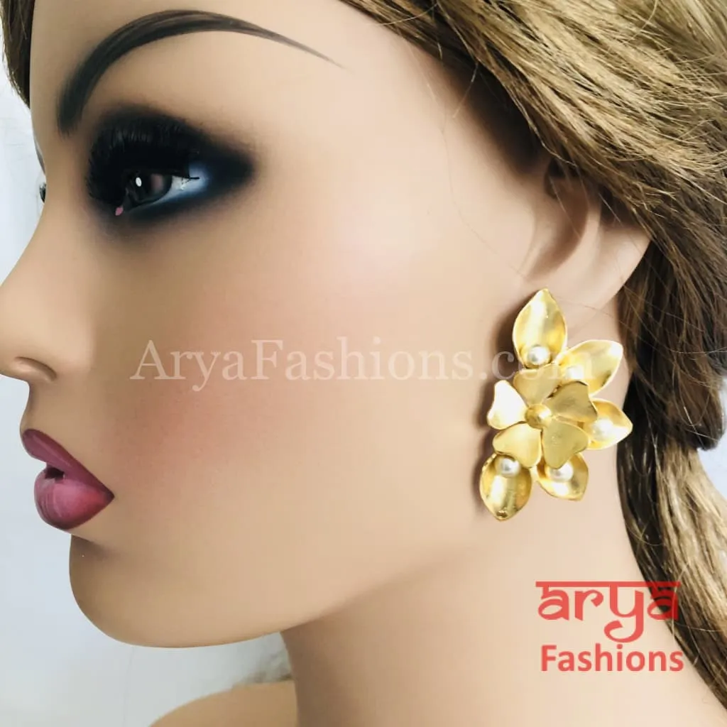 Golden Fusion Kundan Ethnic Earrings