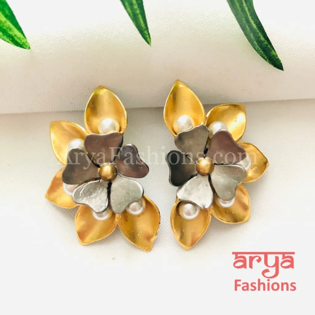 Golden Fusion Kundan Ethnic Earrings