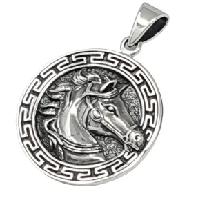 Greek Gorgon Horse Pendant | 925 Sterling Silver Pendant for Men and women