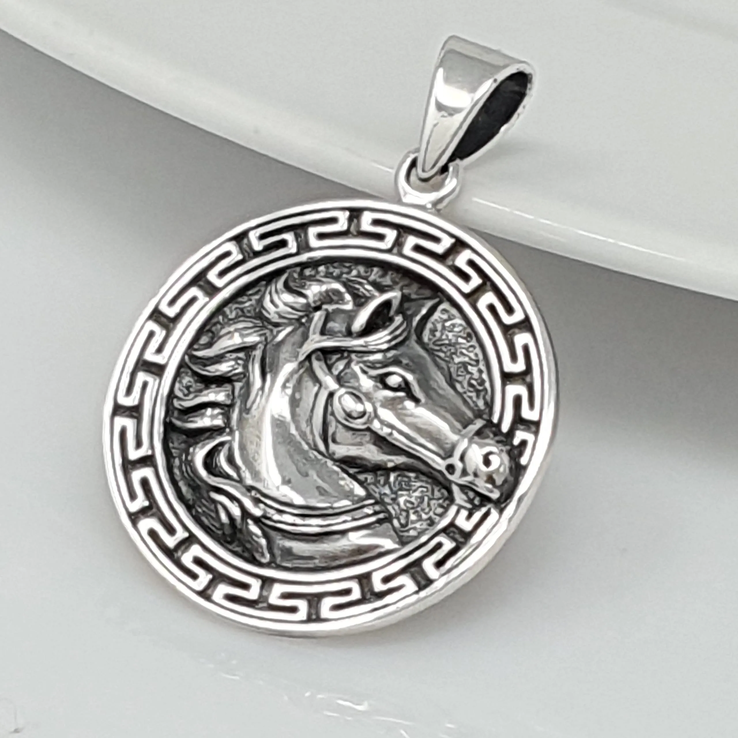 Greek Gorgon Horse Pendant | 925 Sterling Silver Pendant for Men and women