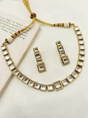 Gulabo White Kundan Necklace Set