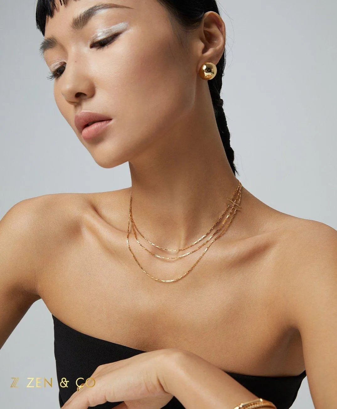 HARPER Minimalist 3 layer stackable necklace