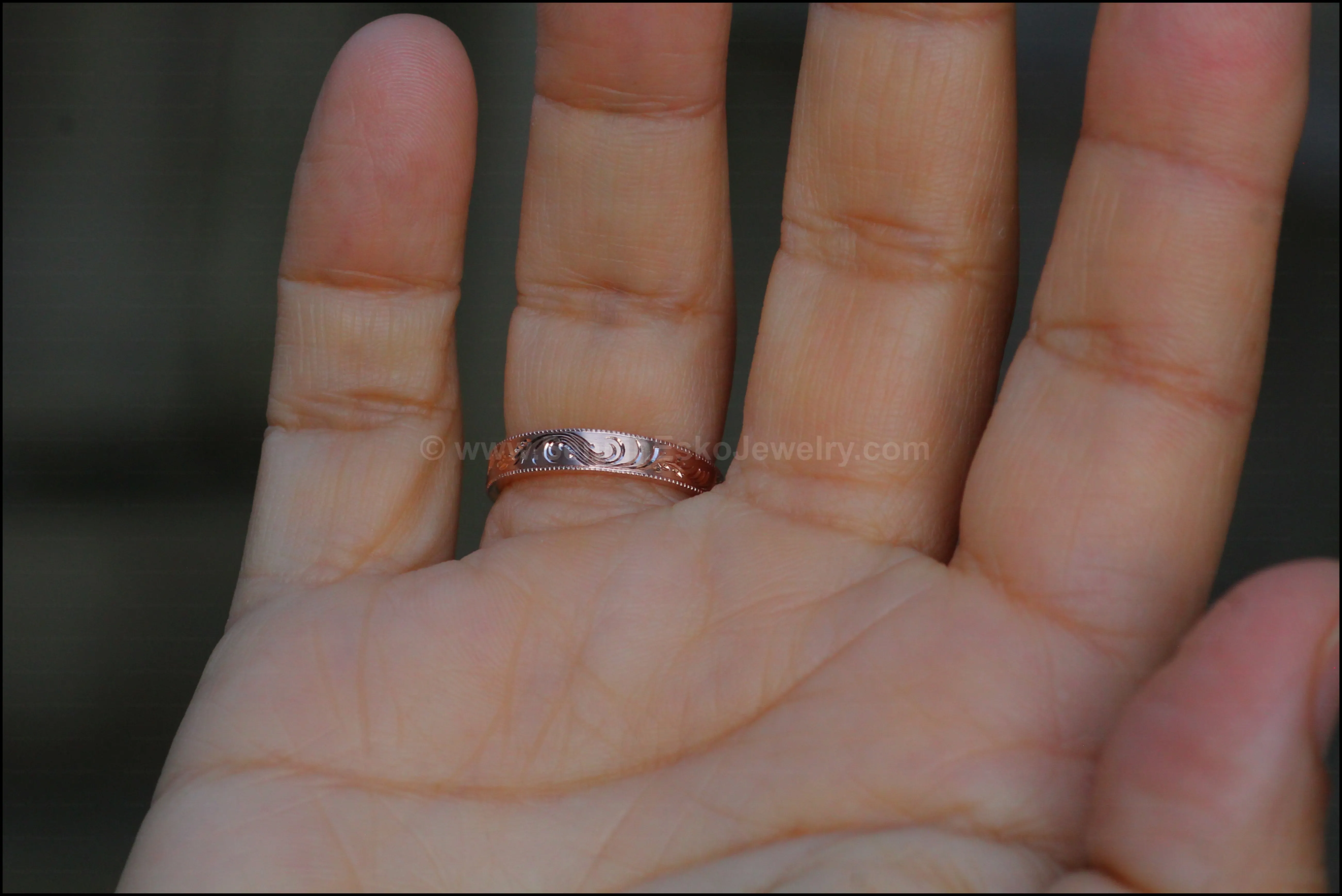 Heavy Weight Rose Gold Branches & Leaves Engraved Multi Bezel Setting - Fantasy Cut 2.6 Carat Parti Sapphire Depicted (Setting Only, Center Stone Sold Separately)