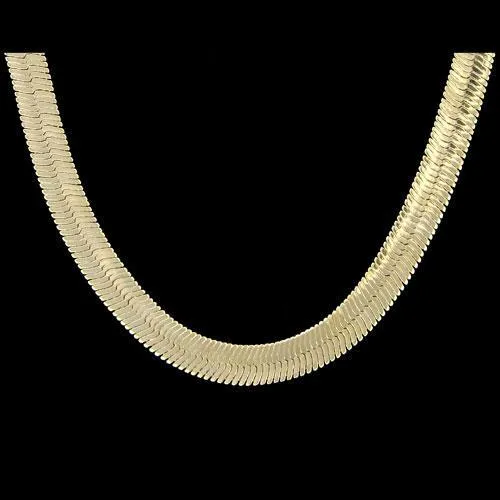 Herringbone 6mm 24 Inch Gold Plated Hip Hop Chain Necklace