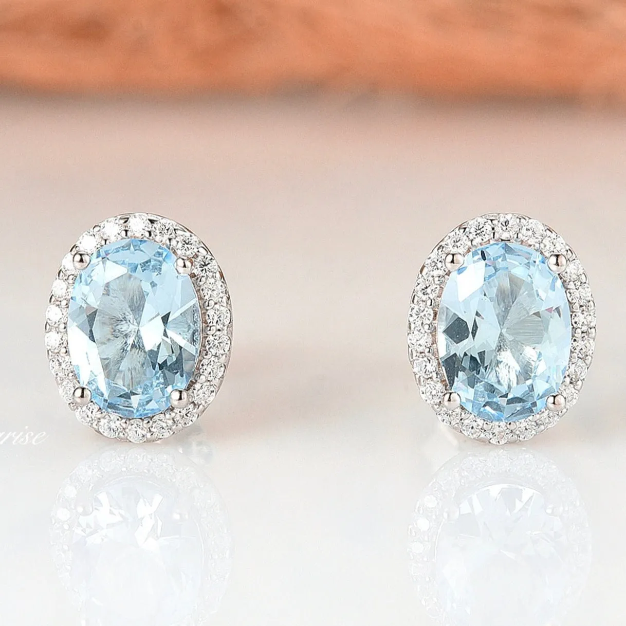 Iris Aquamarine Earrings- Sterling Silver