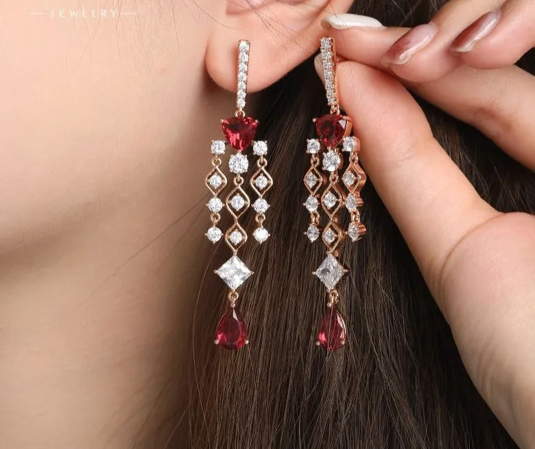 Jewelry fashion new ins style love tassel earrings simple luxury earrings