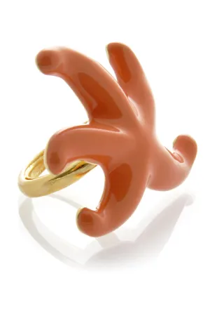 KENNETH JAY LANE Coral Enamel Starfish Ring