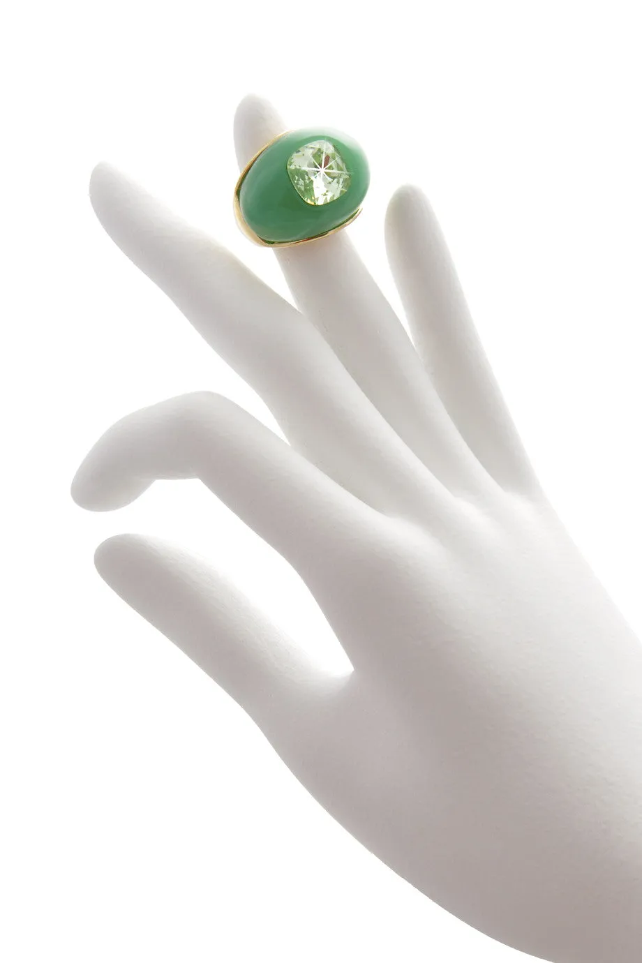 KENNETH JAY LANE DENIA Jade Crystal Dome Ring