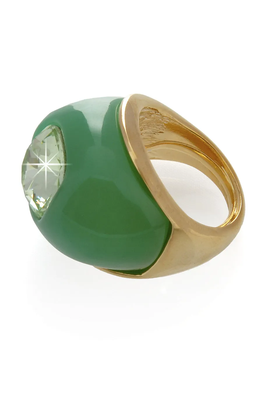 KENNETH JAY LANE DENIA Jade Crystal Dome Ring