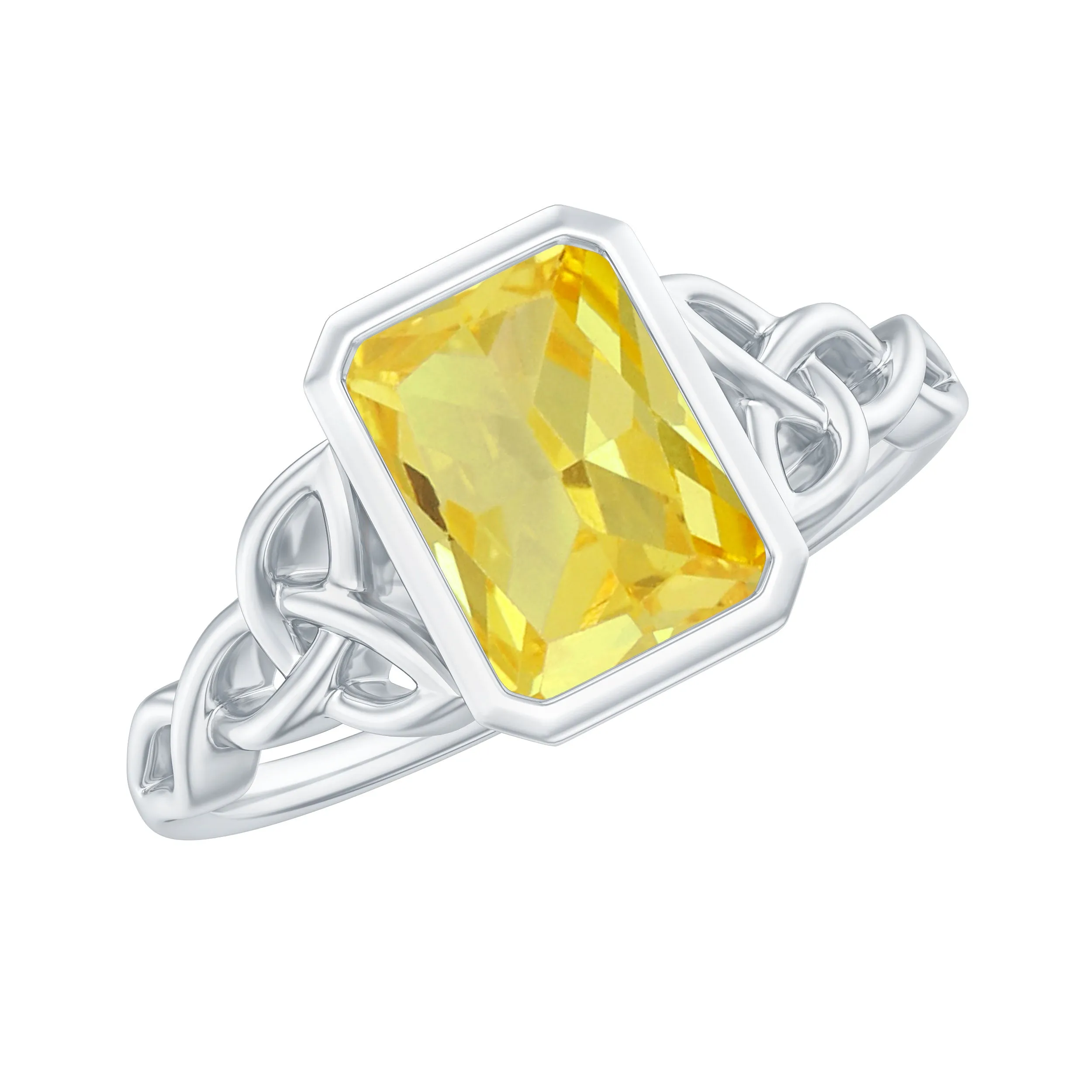 Lab Created Yellow Sapphire Engagement Ring with Diamond