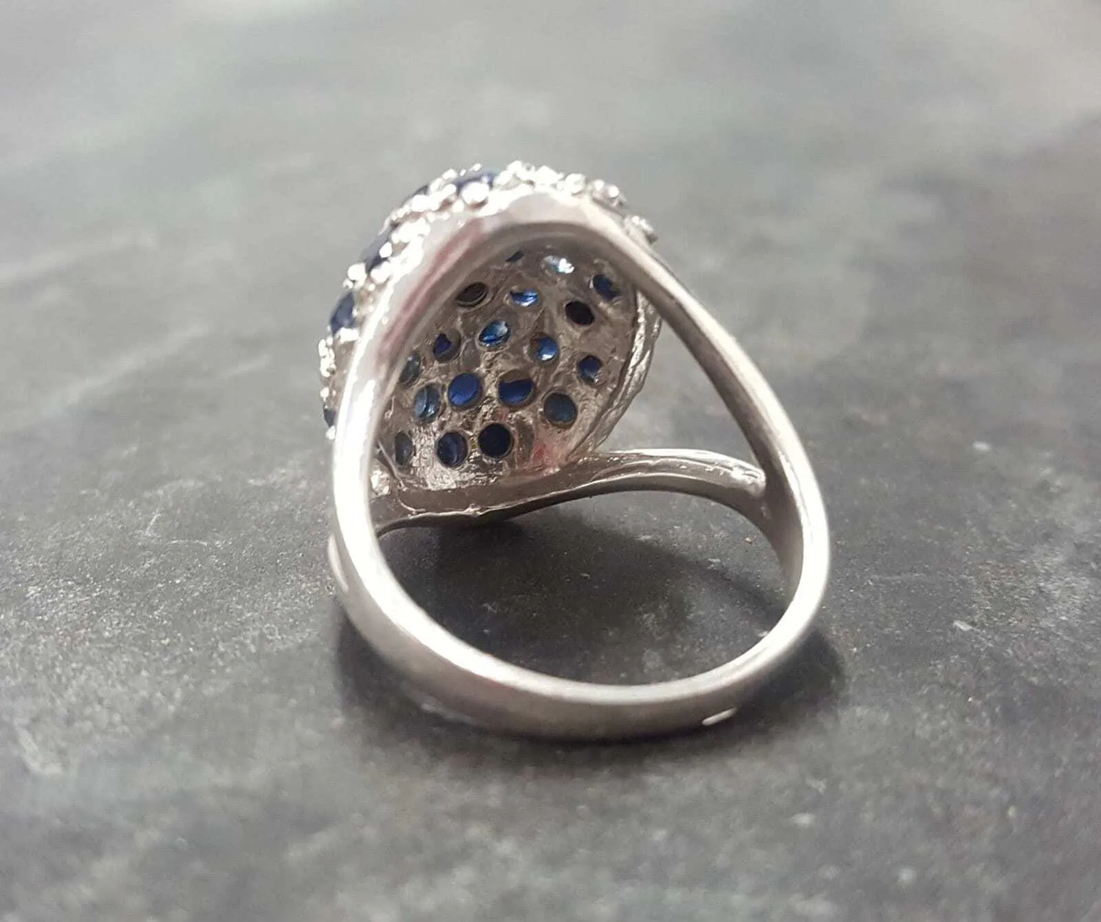 Large Berry Ring - Genuine Sapphire Ring - Blue Cluster Ring