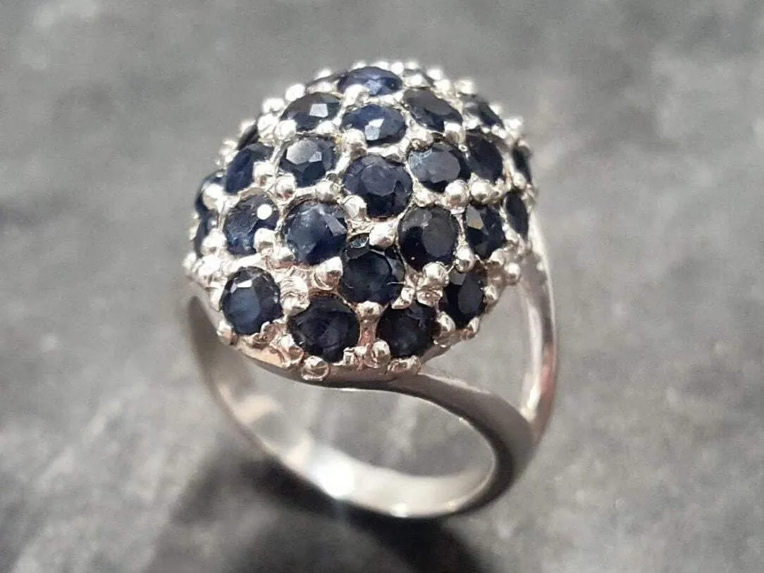 Large Berry Ring - Genuine Sapphire Ring - Blue Cluster Ring