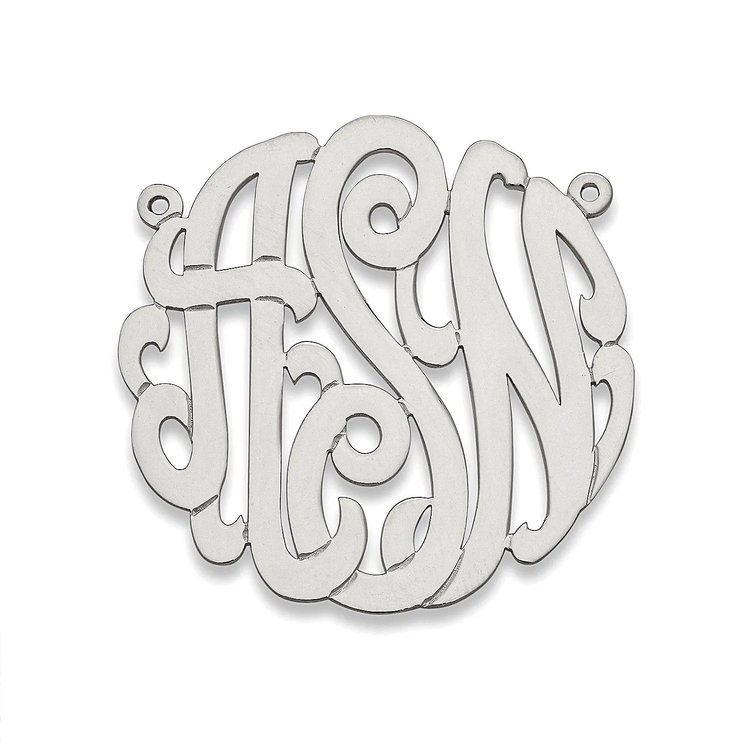 Large Classic Script Monogram 925 Sterling Silver Necklace