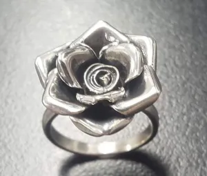 Large Rose Ring - Statement Flower Ring - Vintage Cocktail Ring