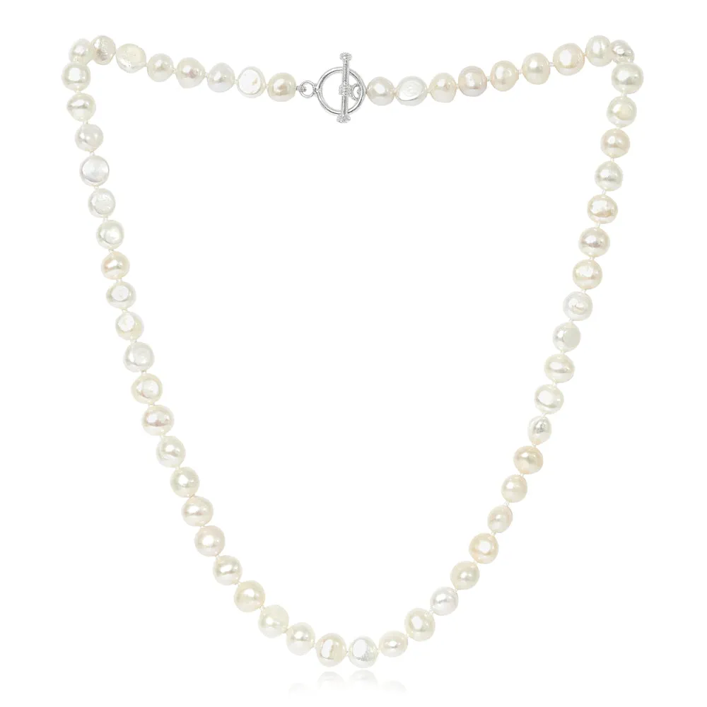 Margarita white irregular cultured freshwater pearl necklace