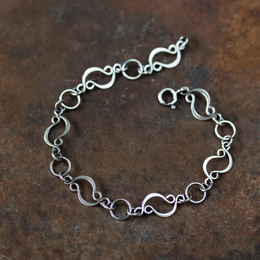 Marquise links chain bracelet, sterling silver