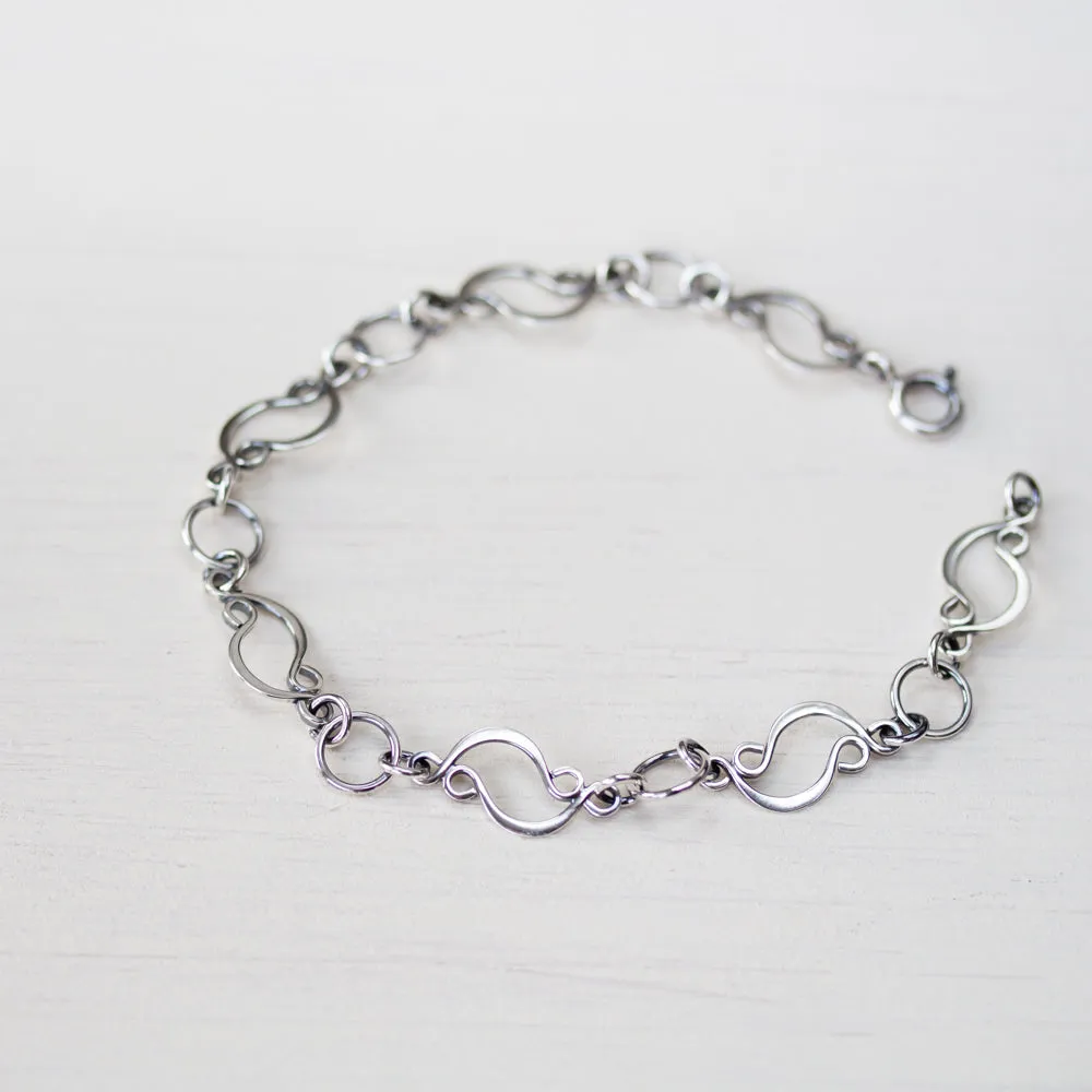 Marquise links chain bracelet, sterling silver