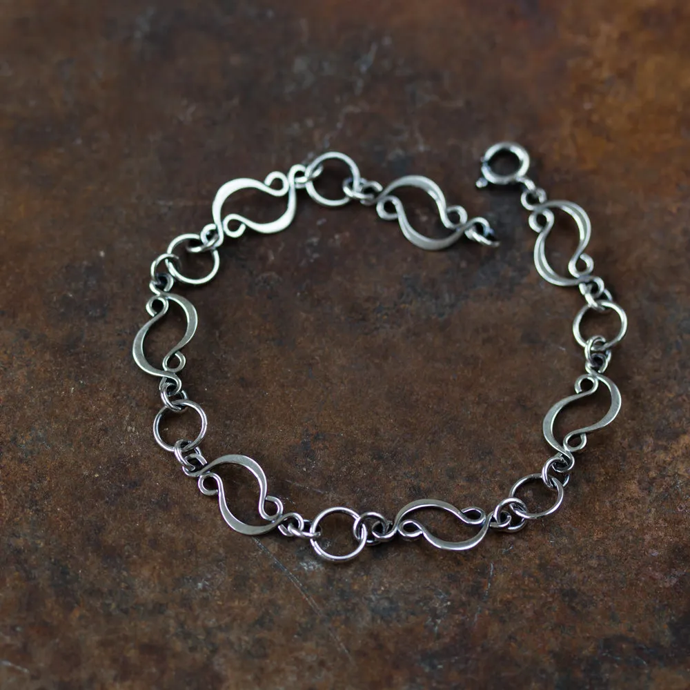 Marquise links chain bracelet, sterling silver