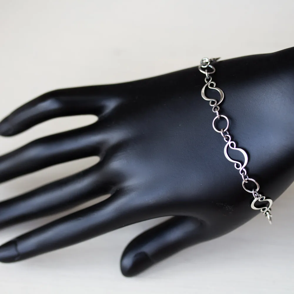 Marquise links chain bracelet, sterling silver