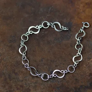 Marquise links chain bracelet, sterling silver