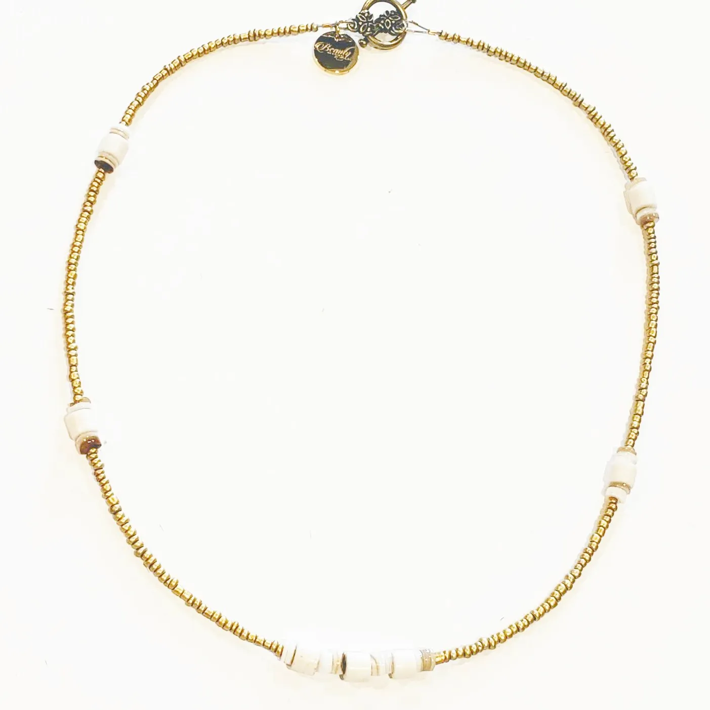 Matte Gold Rustic Beaded Choker or Necklace