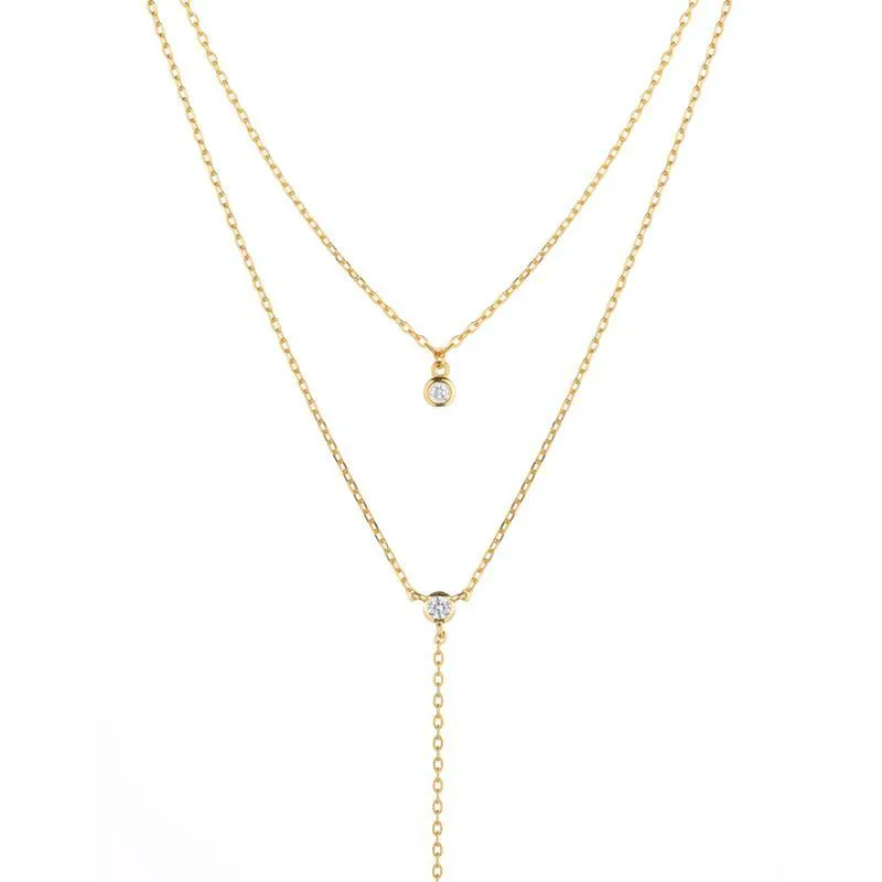 Melrose CZ Double Y Drop Necklace