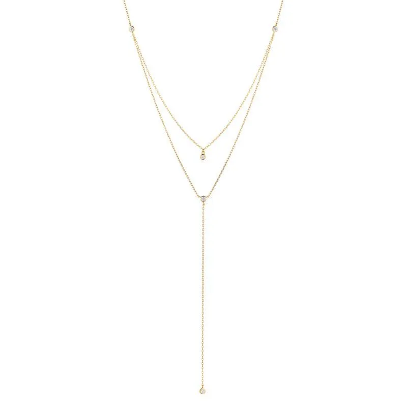 Melrose CZ Double Y Drop Necklace