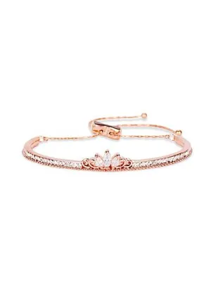 Micro Pave AAA Zirconia Crown and Bowknot Clasp Gold Plated Arch Bracelet