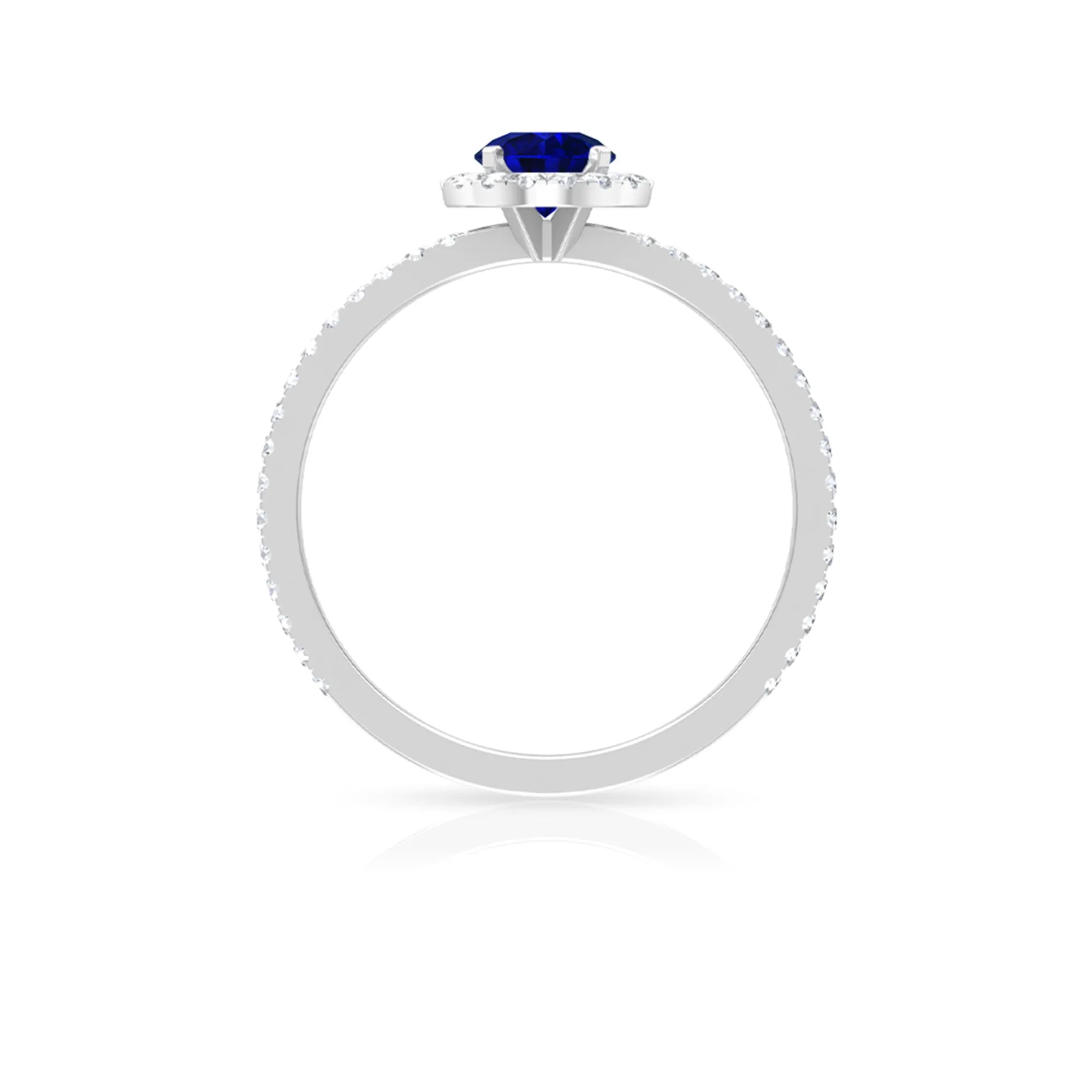 Minimal Blue Sapphire and Diamond Engagement Ring