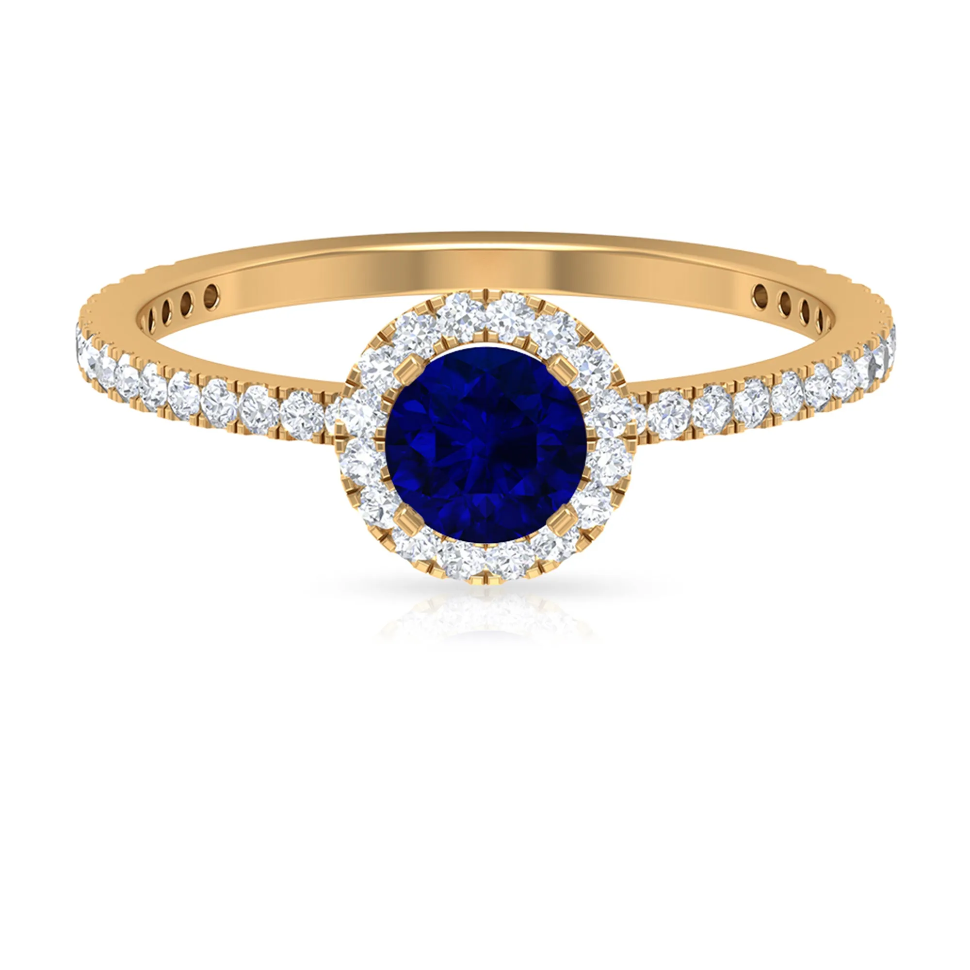 Minimal Blue Sapphire and Diamond Engagement Ring