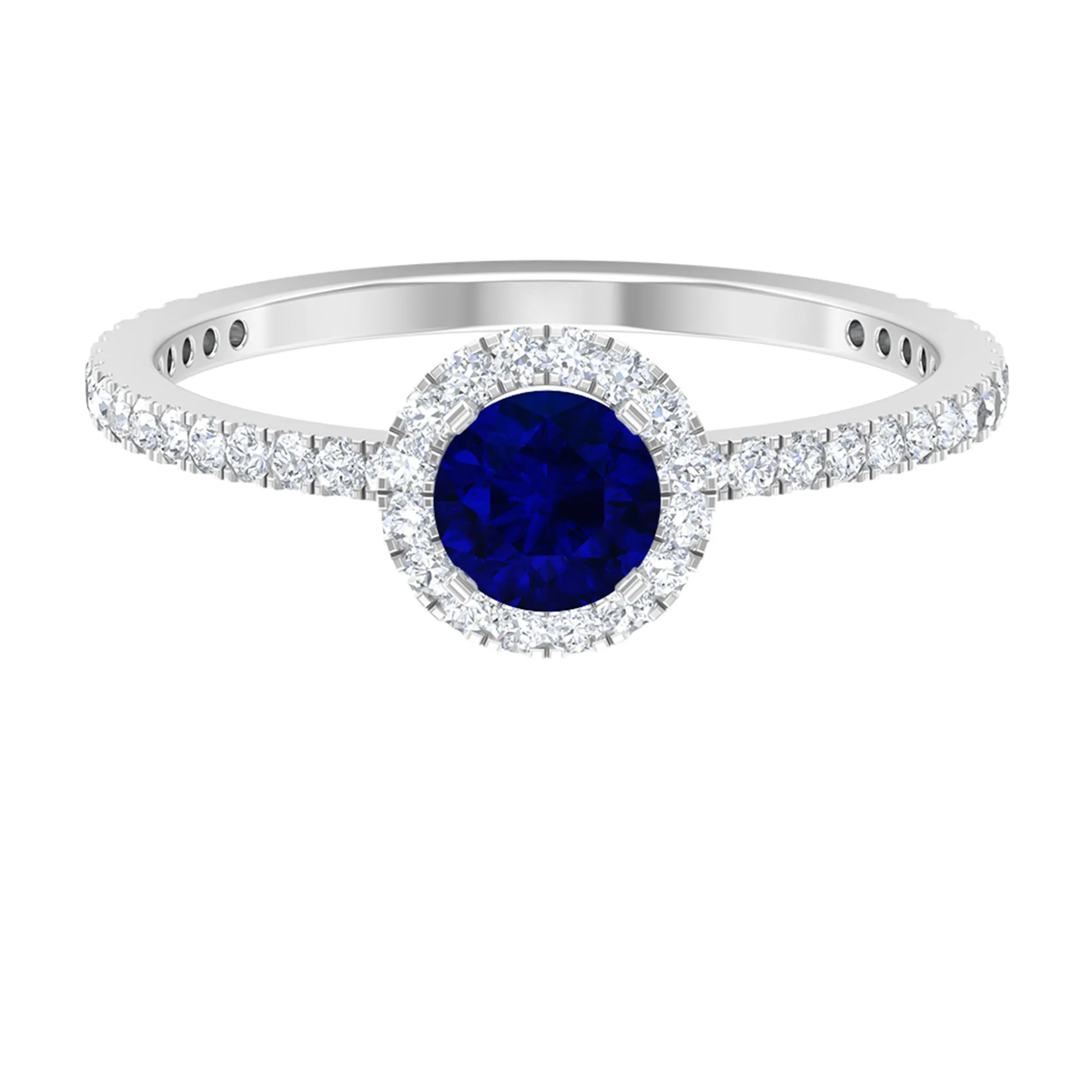 Minimal Blue Sapphire and Diamond Engagement Ring