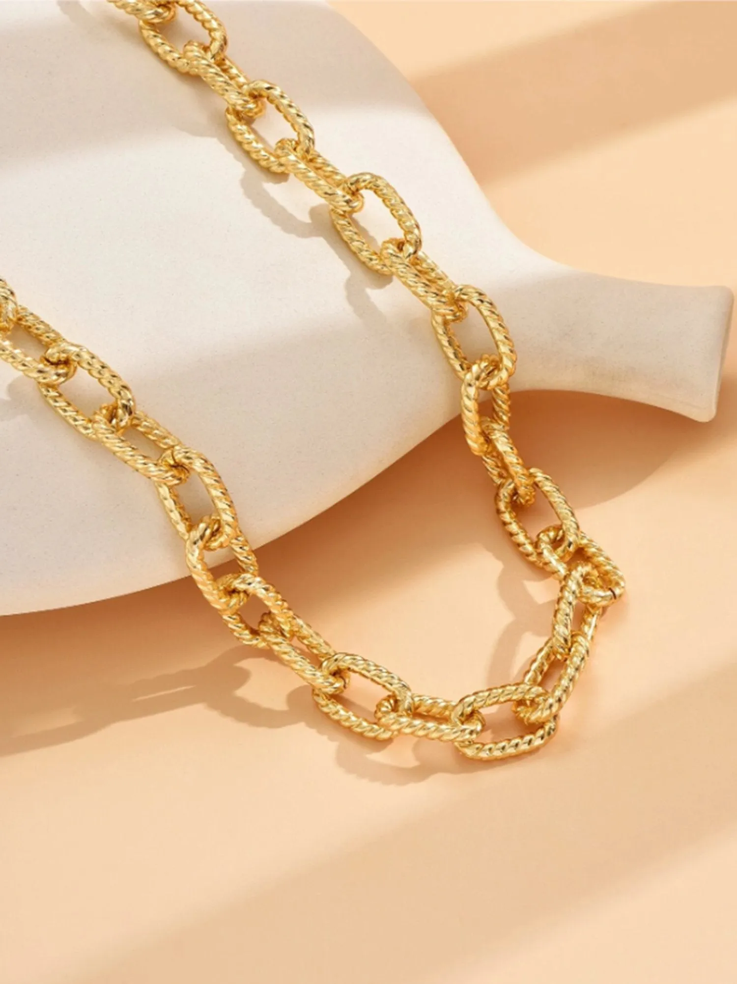 Minimalist Chain Necklace Yellow Gold Color