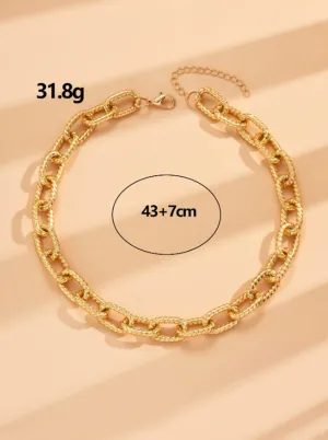 Minimalist Chain Necklace Yellow Gold Color