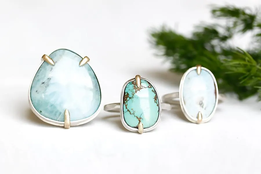 Mixed Metals Larimar Ring