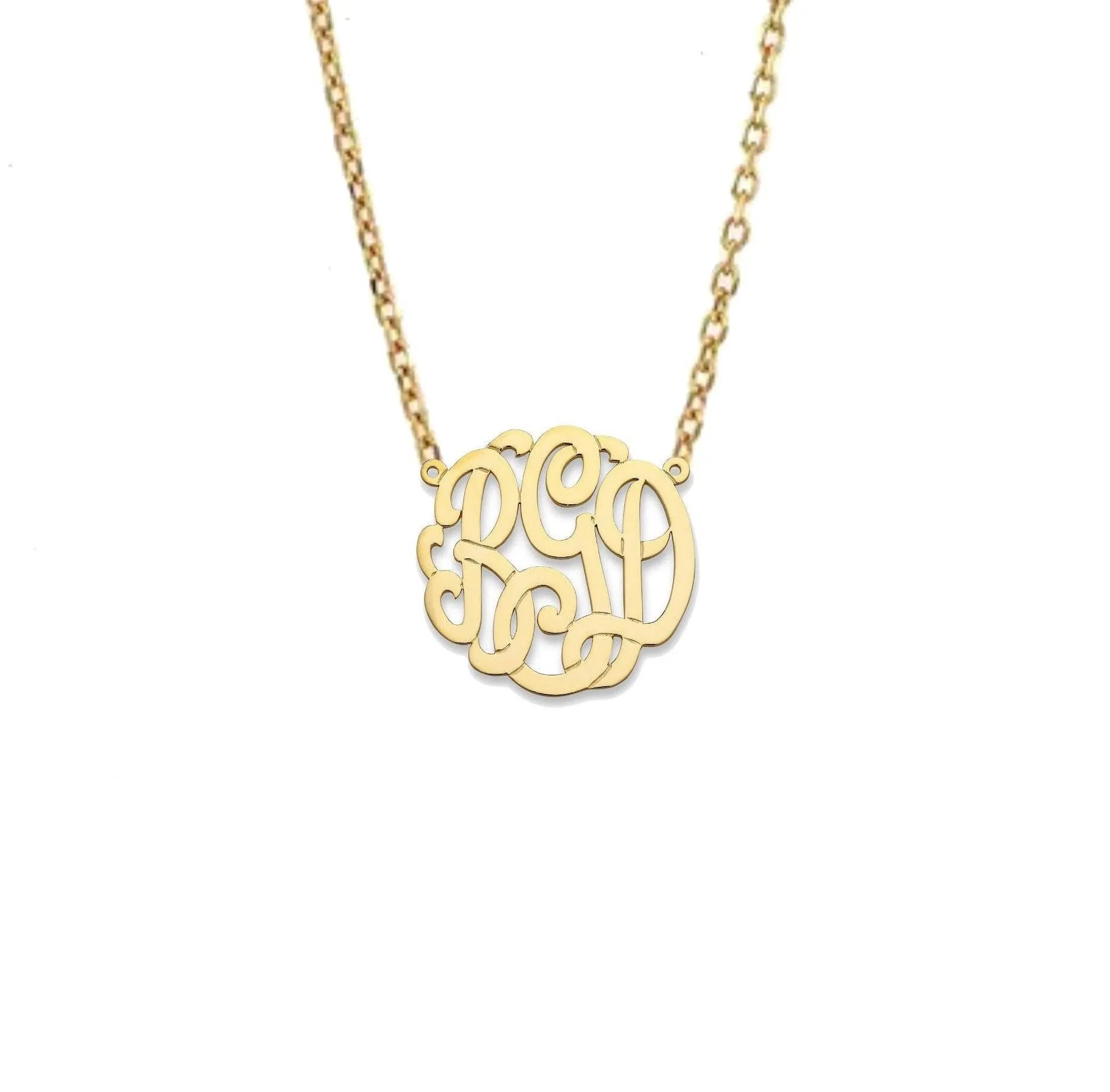 Monogram Gold Necklace Classic Script Small